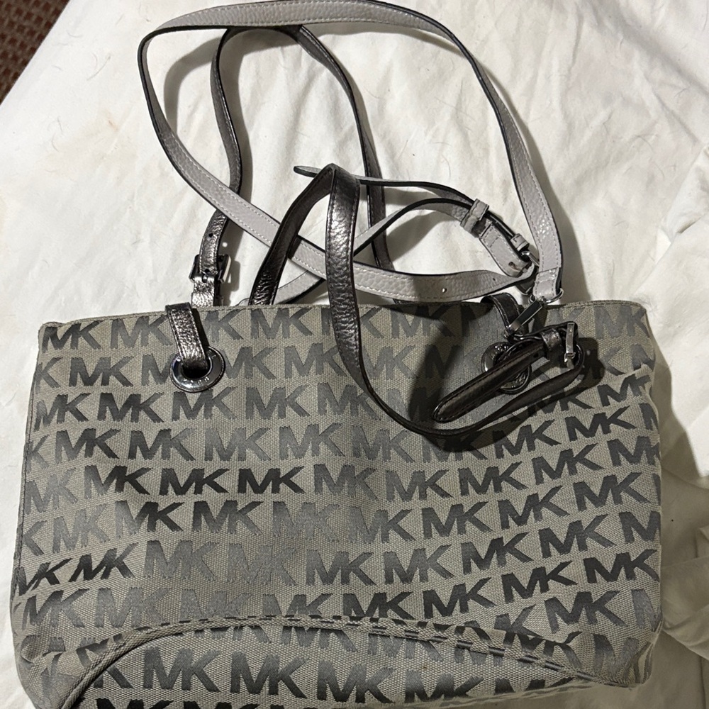 Michael Kors Black and Gray Monogram Shoulder Bag
